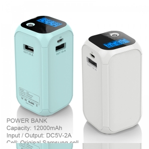 High Capacity Dual USB Portable Power Bank 12000 mAh 